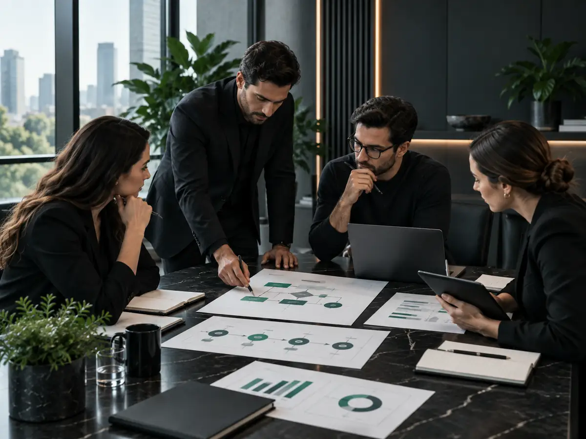 Equipo analizando procesos empresariales